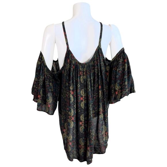 Sea Gypsies Floral Lace Up Cold Shoulder Top SZ L $69 - Picture 6 of 11